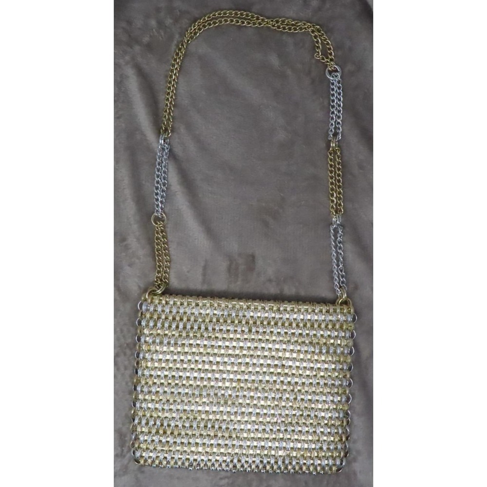 Vintage RARE Walborg Paco Rabanne 1960s Silver Gold Mesh Chain Link Purse Bag‎ - Picture 2 of 12